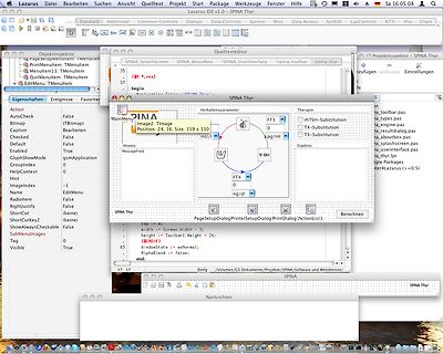 Screenshot der Lazarus IDE mit Softwareentwicklung