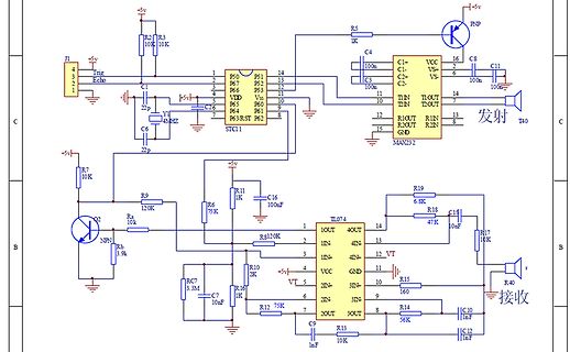 Schaltplan eines Ultraschall-Entfernungsmessers