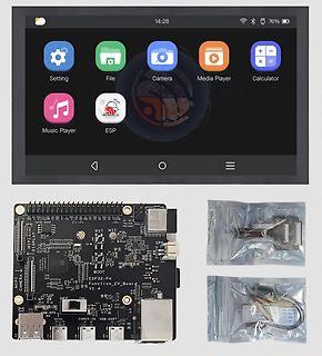 Display, ESP32-P4 Entwicklungsboard und Kabel