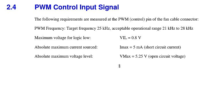 Spezifikationen für PWM Control Input Signal