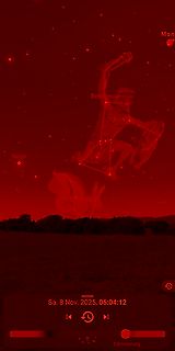 Sternbild Orion vor rotem Hintergrund