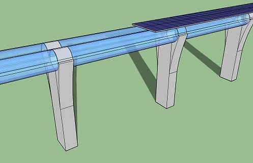 3D-Modell einer Wasserleitung auf Brückenpfeilern