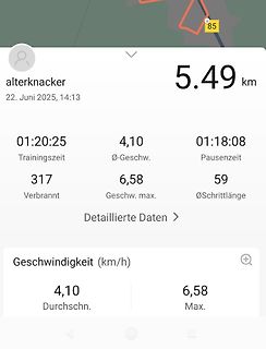 Fitness-Aktivitätsdaten Übersicht