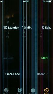 Abfotografierter Smartphone-Bildschirm mit Timer-App
