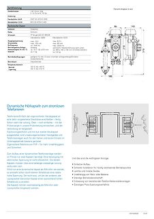 Datenblatt einer dynamischen Hörkapsel mit technischen Zeichnungen