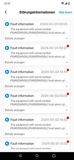 Smartphone-Screenshot von Fehlermeldungen einer App