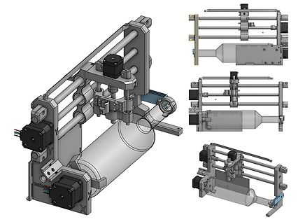 CAD-Modell einer mechanischen Konstruktion mit Motoren