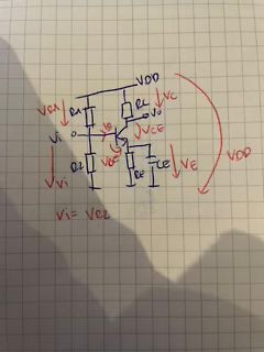 Handgezeichneter Schaltplan eines Transistors mit Beschriftungen