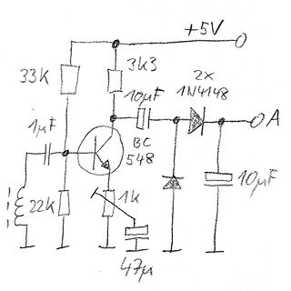 Handgezeichneter Schaltplan mit Transistor und Dioden