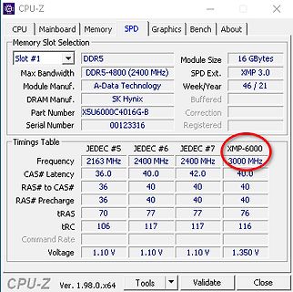 CPU-Z Screenshot RAM Spezifikationen