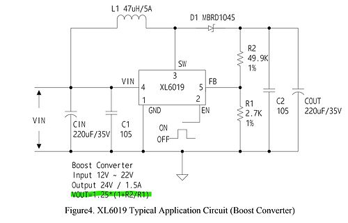 Schaltplan eines XL6019 Boost-Konverters