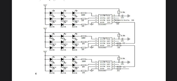 Schaltplan von drei identischen LED-Streifen mit UCS1903 Treibern