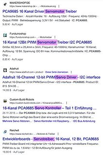 Suchergebnisse für PCA9685 Servomotor Treiber
