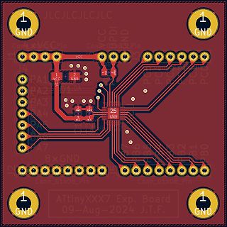 Leiterplatten-Layout einer ATtiny-Experimentierplatine
