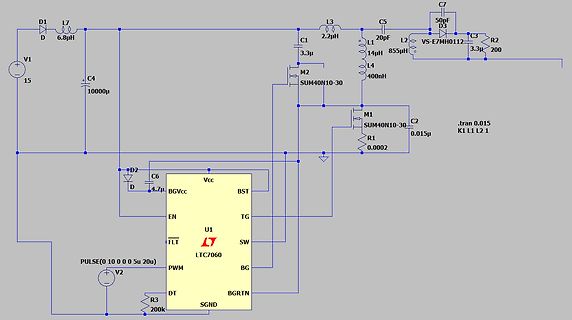 Schaltplan eines LTC7060 Boost-Konverters