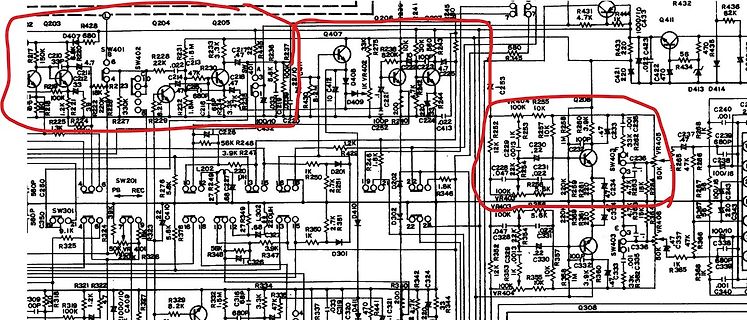 Elektronischer Schaltplan mit Transistoren und Widerständen