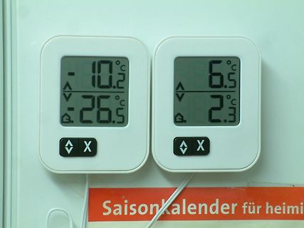 Zwei digitale Temperaturanzeigen