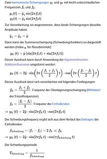Mathematische Herleitung der Schwebung