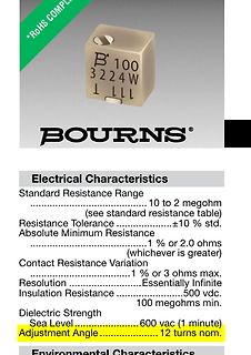 Datenblatt eines Bourns Potentiometers
