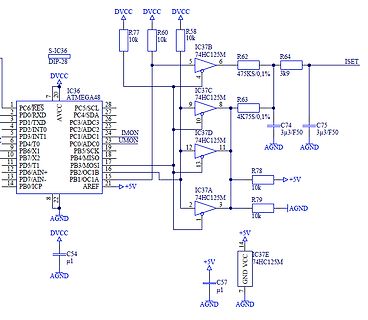 Schaltplan mit ATmega48 und Operationsverstärkern