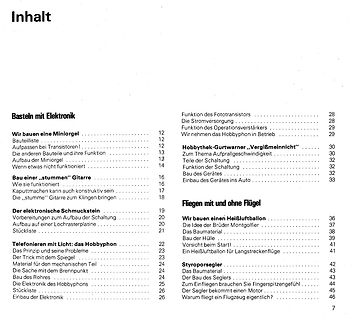 Inhaltsverzeichnis eines Buches über Elektronik