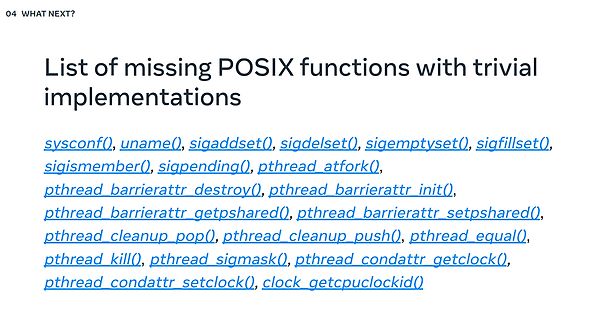 Liste fehlender POSIX-Funktionen