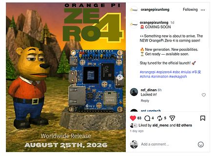 Instagram-Post zur Ankündigung eines Orange Pi Zero 4