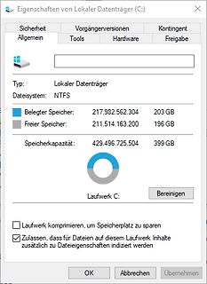 Windows Eigenschaften von Lokaler Datenträger C: