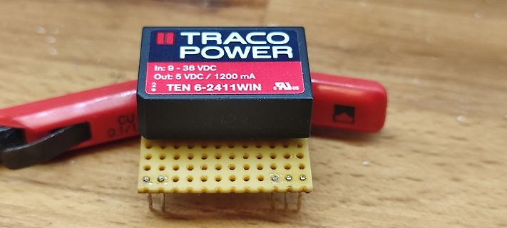 Traco Power DC/DC-Wandler auf Lochrasterplatine