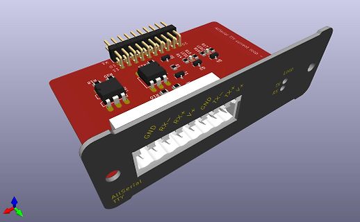 3D-CAD-Ansicht eines AllSerial TTY Current Loop Adapters