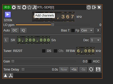 Benutzeroberfläche einer RTL-SDR Software