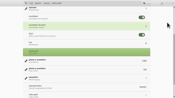 Einstellungen der Cheese-App unter GNOME