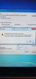 Abfotografierter Bildschirm mit Fehlermeldung einer Software