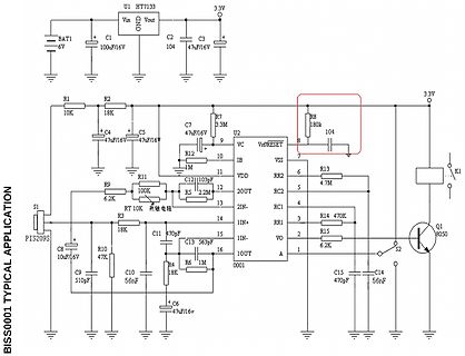 Schaltplan einer Elektronikschaltung mit HT7133 und U2