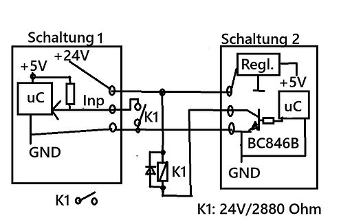Schaltplan zweier Schaltungen mit Mikrocontroller und Relais