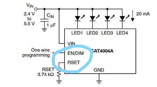 Schaltplan eines LED-Treibers CAT4004A