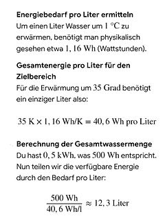 Berechnung des Energiebedarfs zur Erwärmung von Wasser