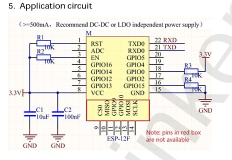 Schaltplan eines ESP-12F Moduls