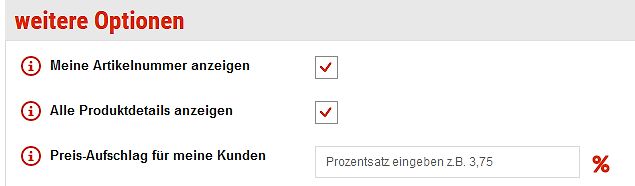 Einstellungen eines Verkaufsportals