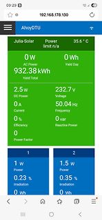 Solaranlage Monitoring Interface