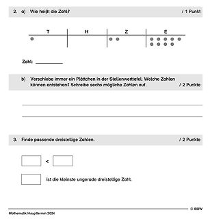 Mathematikaufgaben zur Stellenwerttafel und Zahlenvergleich