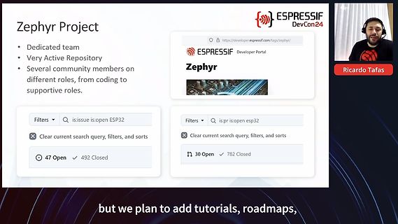 Präsentationsfolie zum Zephyr Project und Espressif Developer Portal