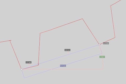 CAD-Ansicht einer geometrischen Form mit Maßangaben