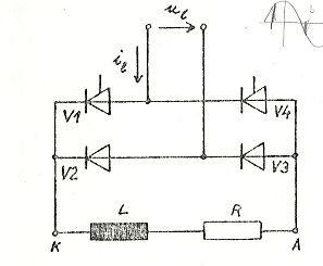 Handgezeichneter Schaltplan einer Vollbrücke mit RL-Last