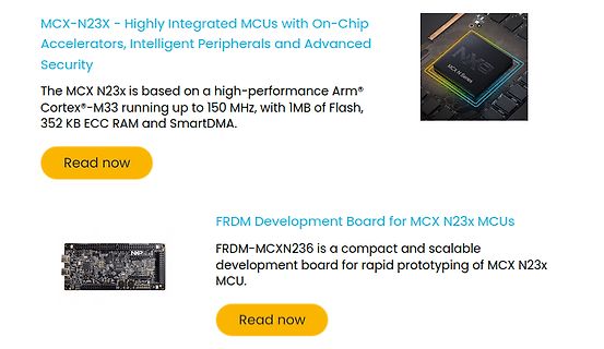 Werbung für MCX-N23x MCUs und FRDM-Entwicklungsboard