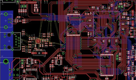CAD-Ansicht eines Leiterplatten-Layouts