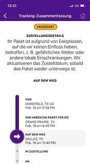 Paketverfolgungs-Statusmeldung