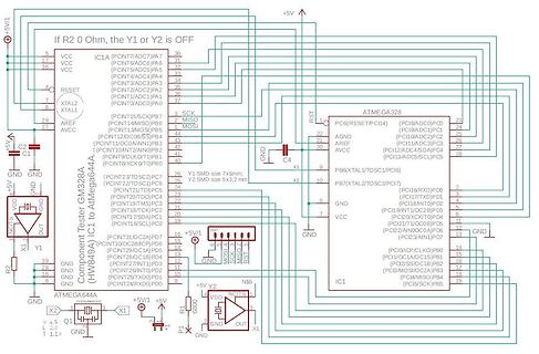 Schaltplan eines Mikrocontroller-basierten Komponenten-Testers