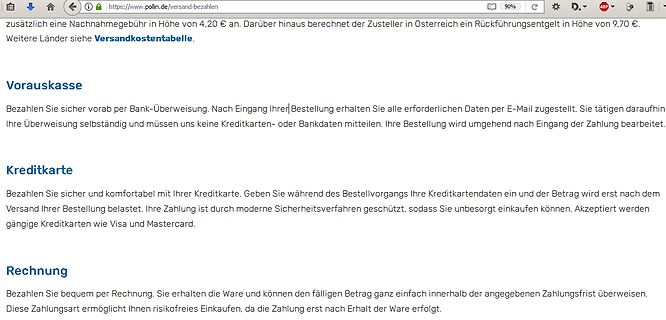 Website-Text zu Zahlungsarten