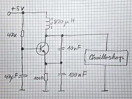 Handgezeichneter Schaltplan mit Transistor und Induktivität